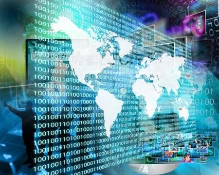 The earth and binary code 스톡 일러스트