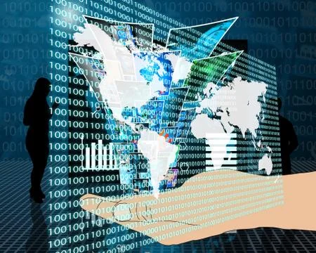 The earth and binary code Stock Illustration