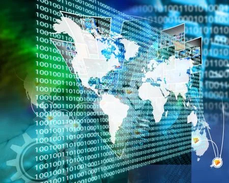 The earth and binary code Stockillustratie