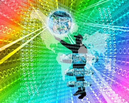 The earth and binary code Stock Illustration