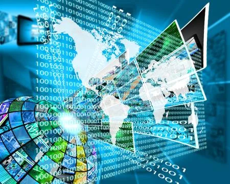 The earth and binary code Stockillustratie