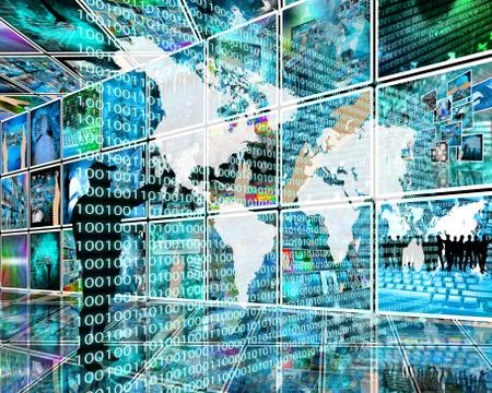 The earth and binary code Stockillustratie