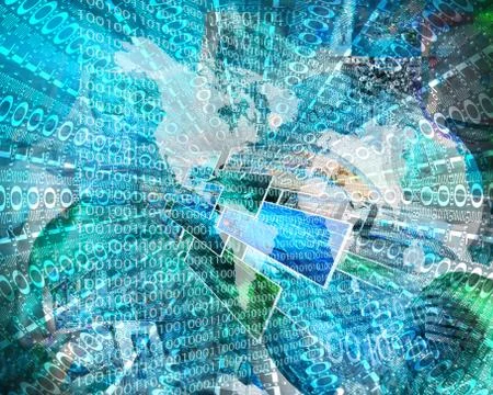 The earth and binary code Stock Illustration