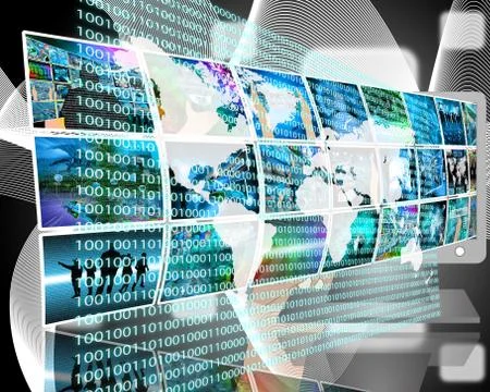 The earth and binary code Stock Illustration