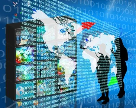 The earth and binary code Illustrazione stock