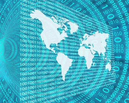 The earth and binary code Stockillustratie