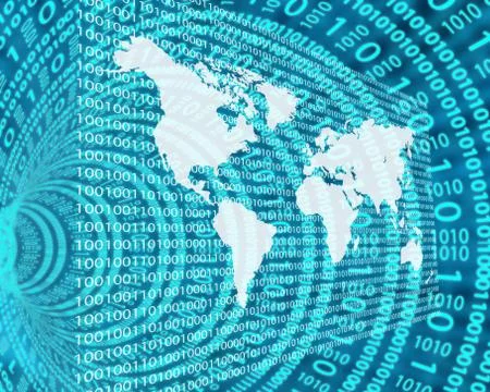The earth and binary code Stock Illustration