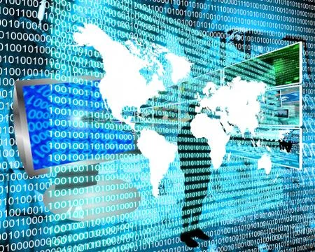 The earth and binary code Stock Illustration