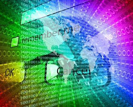 The earth and binary code Illustrazione stock