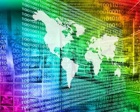 The earth and binary code Illustrazione stock