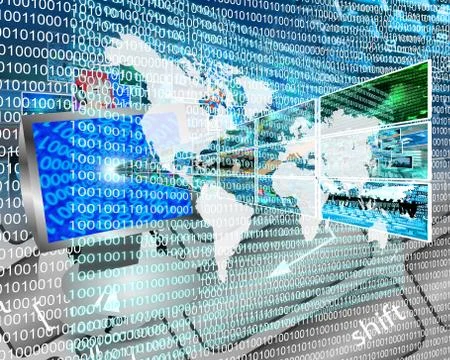 The earth and binary code Stock Illustration