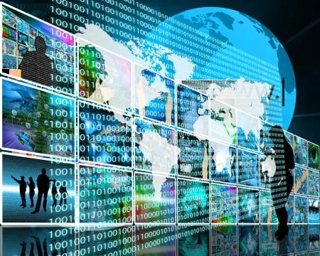 The earth and binary code Illustrazione stock