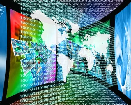 The earth and binary code Stock Illustration