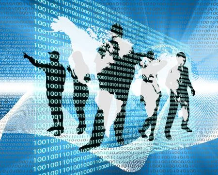 The earth and binary code Illustrazione stock