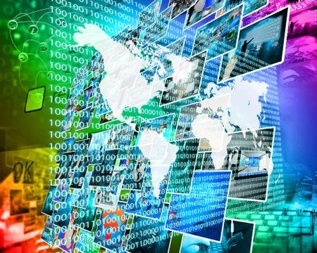 The earth and binary code Stockillustratie