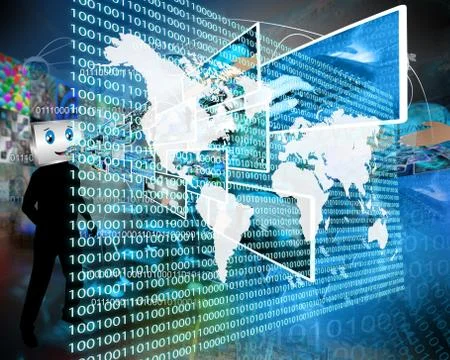 The earth and binary code Stock Illustration