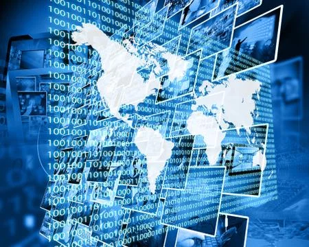 The earth and binary code Illustrazione stock