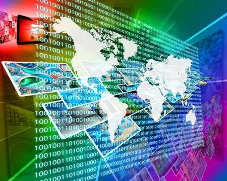 The earth and binary code Stockillustratie