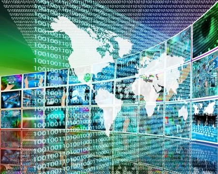 The earth and binary code Illustrazione stock