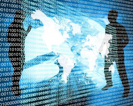 The earth and binary code Stockillustratie