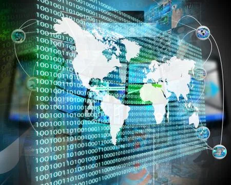 The earth and binary code Stockillustratie