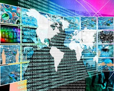 The earth and binary code Stock Illustration