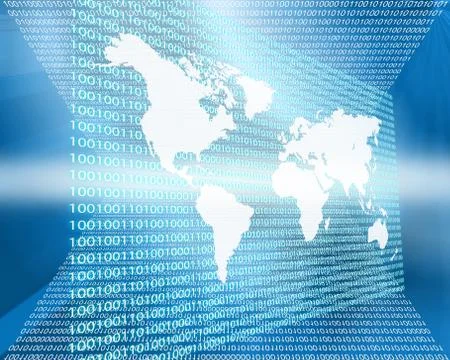The earth and binary code Illustrazione stock