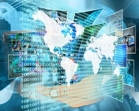 The earth and binary code Stock Illustration