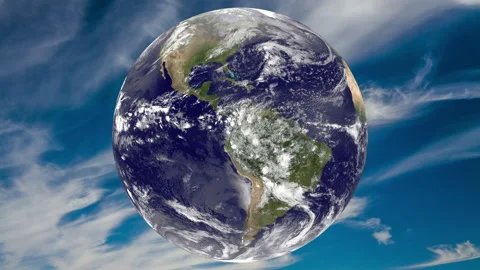 Earth and blue sky. Elements of this image furnished by NASA. Stock Footage 100084222
