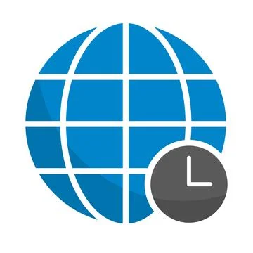 Earth and clock time zone icon. Time difference. Vector. Stock Illustration