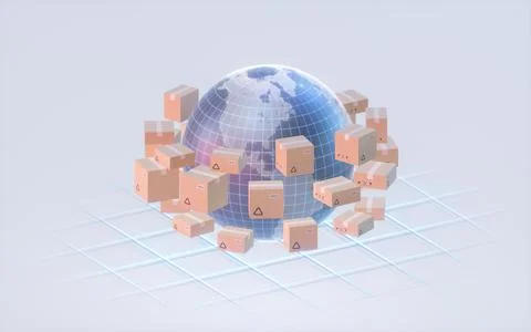 The earth and commodity logistics, 3d rendering. 스톡 일러스트