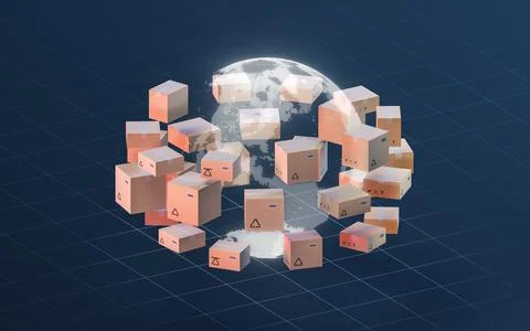 The earth and commodity logistics, 3d rendering. 스톡 일러스트