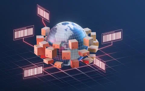 The earth and commodity logistics, 3d rendering. 스톡 일러스트