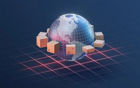 The earth and commodity logistics, 3d rendering. Stock Illustration