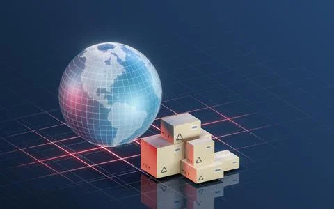 The earth and commodity logistics, 3d rendering. 스톡 일러스트