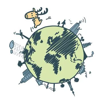 Earth and environment, Map of world, Christmas, Stock Illustration