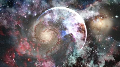 Earth and galaxies in space. Elements of this image furnished by NASA. Foto stock