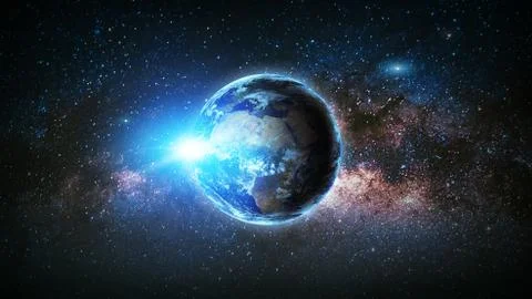 Earth and galaxy. Elements of this image furnished by NASA. 스톡 사진