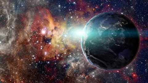 Earth and galaxy. Elements of this image furnished by NASA. Foto stock