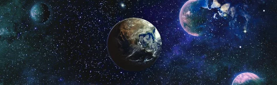 Earth and galaxy. Elements of this image furnished by NASA. Stock Photos
