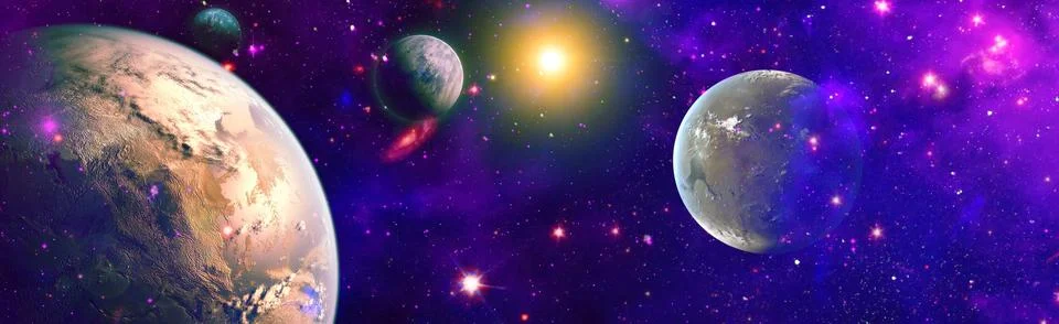 Earth and galaxy. Multicolor outer space. Elements of this image furnished .. Stock Illustration
