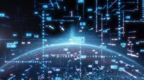 Earth and luminous elements with numbers 库存插图