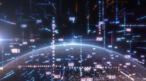 Earth and luminous elements with numbers Stock Illustration