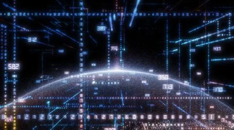 Earth and luminous elements with numbers Stock Illustration