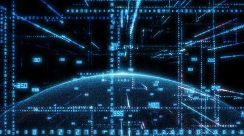 Earth and luminous elements with numbers Stock Illustration