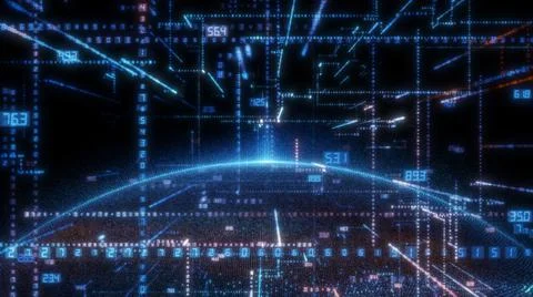 Earth and luminous elements with numbers Stock Illustration
