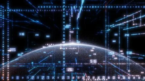Earth and luminous elements with numbers 库存插图