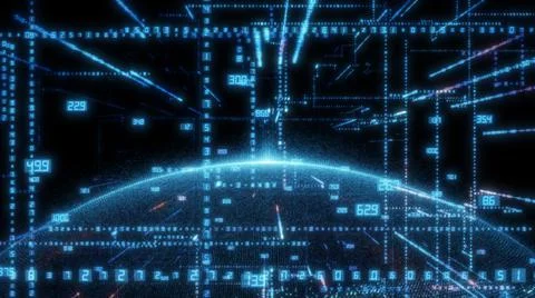 Earth and luminous elements with numbers 库存插图