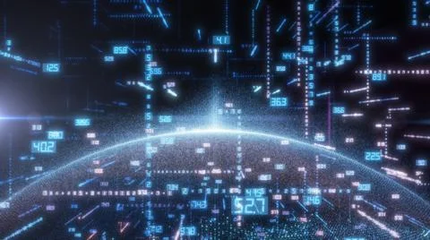 Earth and luminous elements with numbers Stock Illustration