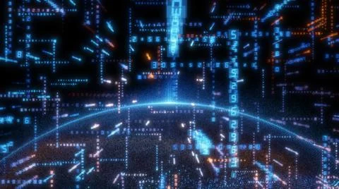 Earth and luminous elements with numbers Illustrazione stock